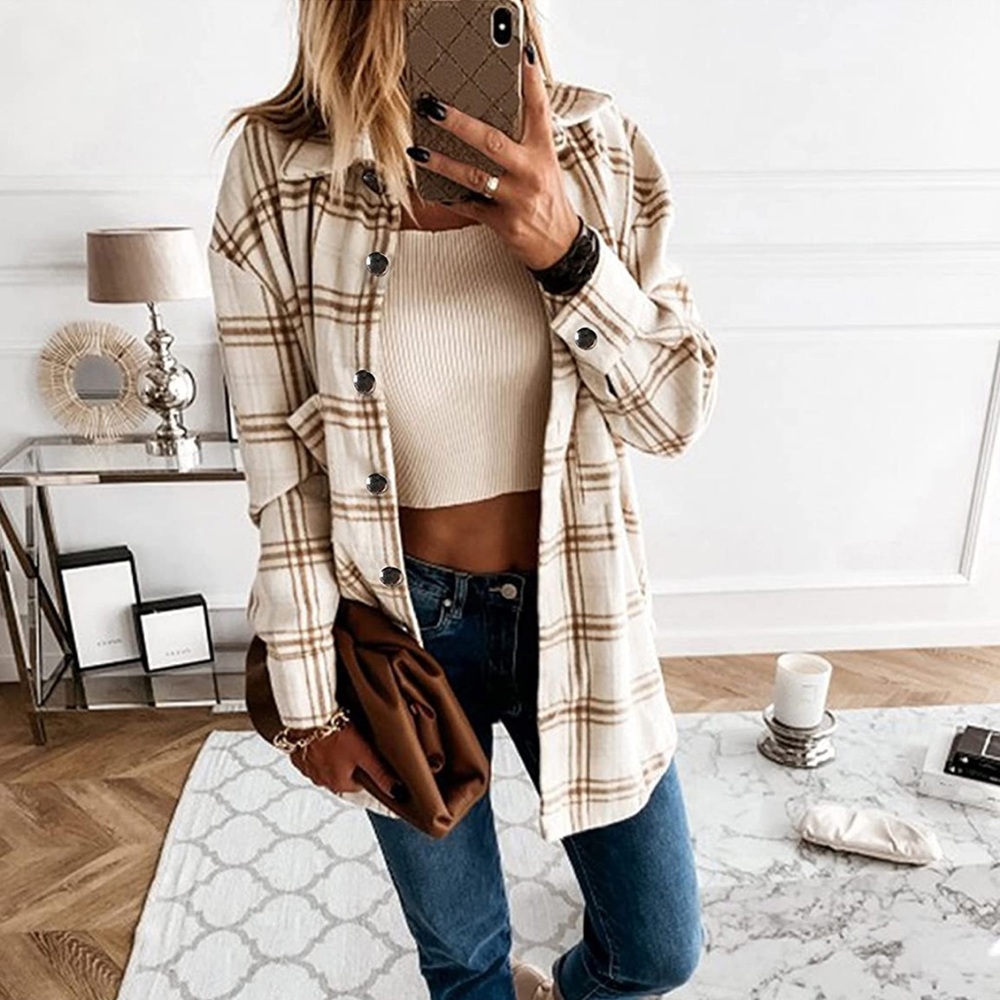 Large plaid flannel shacket